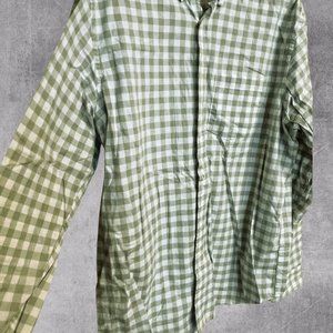Green and White Plaid Long Sleeve Button Up Shirt - Old Navy
